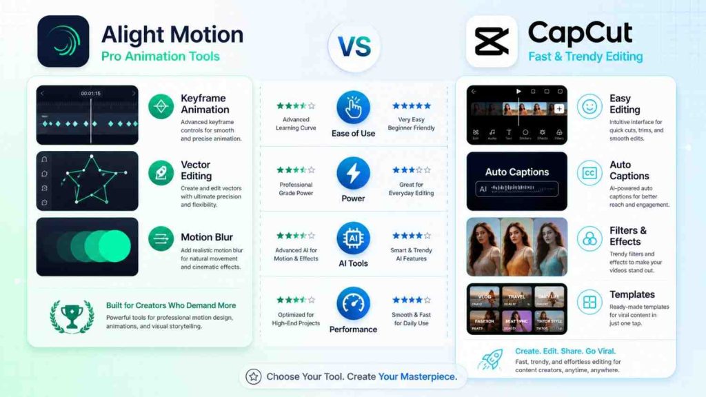 Alight Motion apk vs CapCut