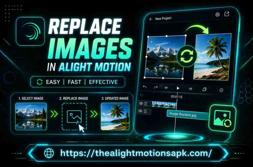 How to replace images in Alight Motion - select, replace, and update steps